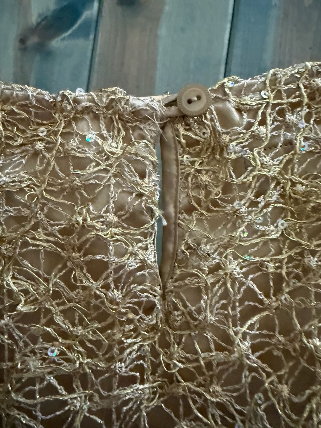 Jones New York Metallic Gold Sequined Open Weave Tank Top Size 12 5