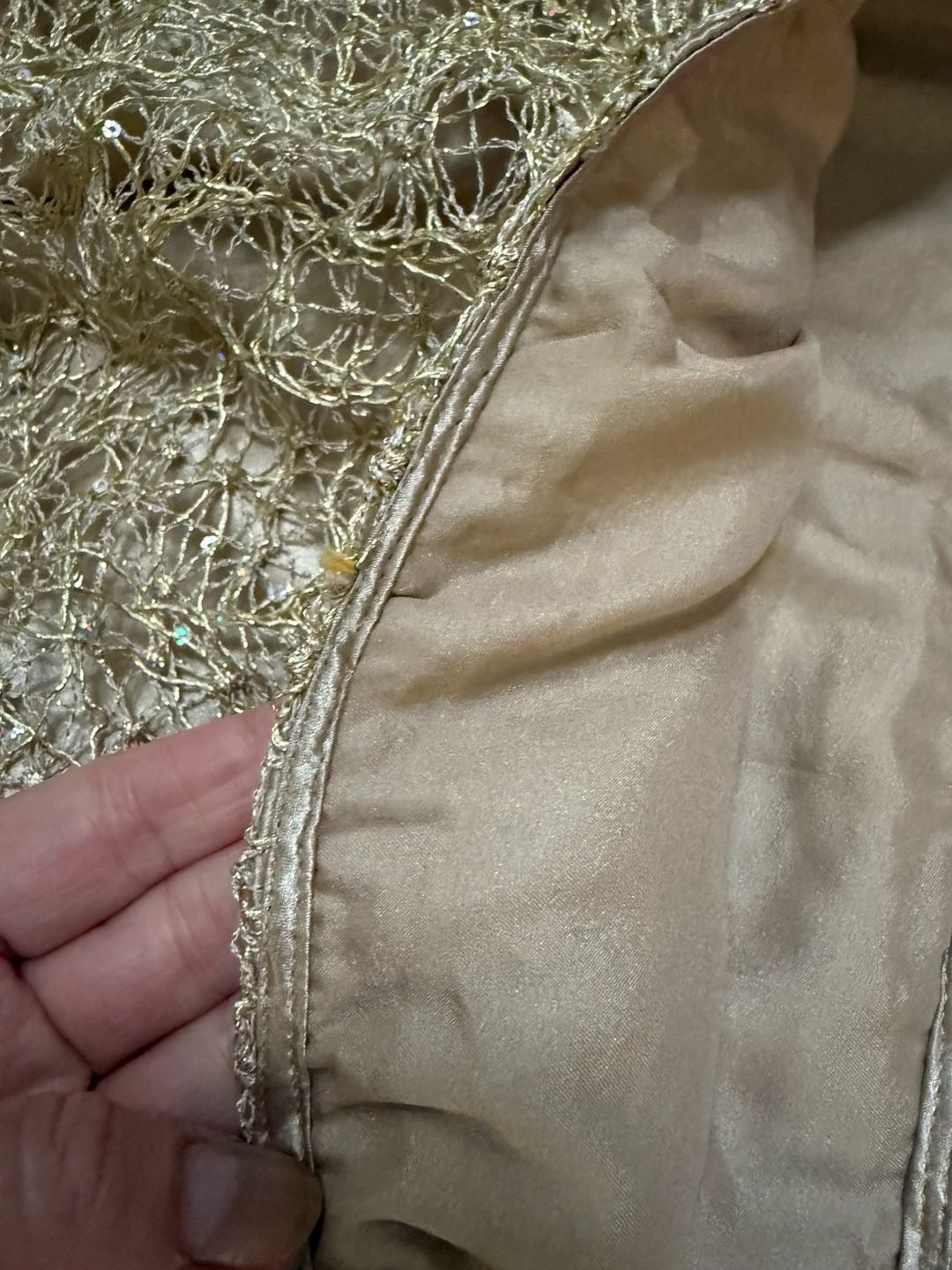 Jones New York Metallic Gold Sequined Open Weave Tank Top Size 12 8