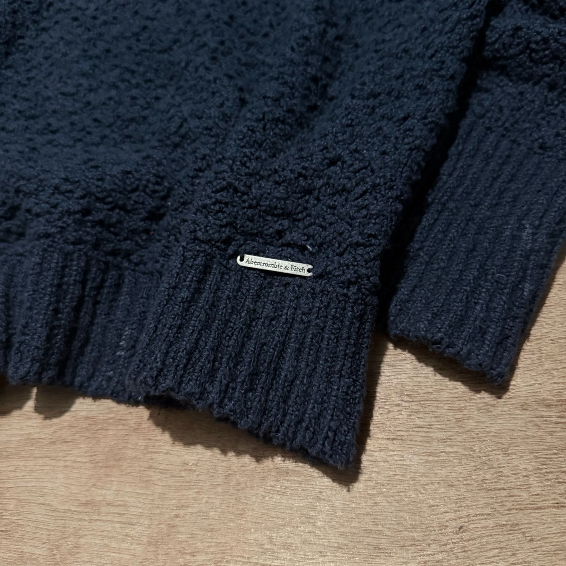 Abercrombie & Fitch Women's S Navy Open Knit Sweater Y2K 4