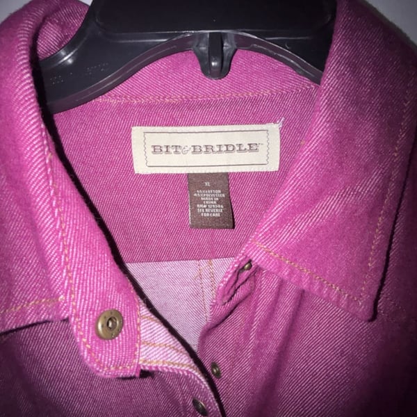 Bit & Bridle Western Shirt Size XL Pink Long Sleeve Snap Front