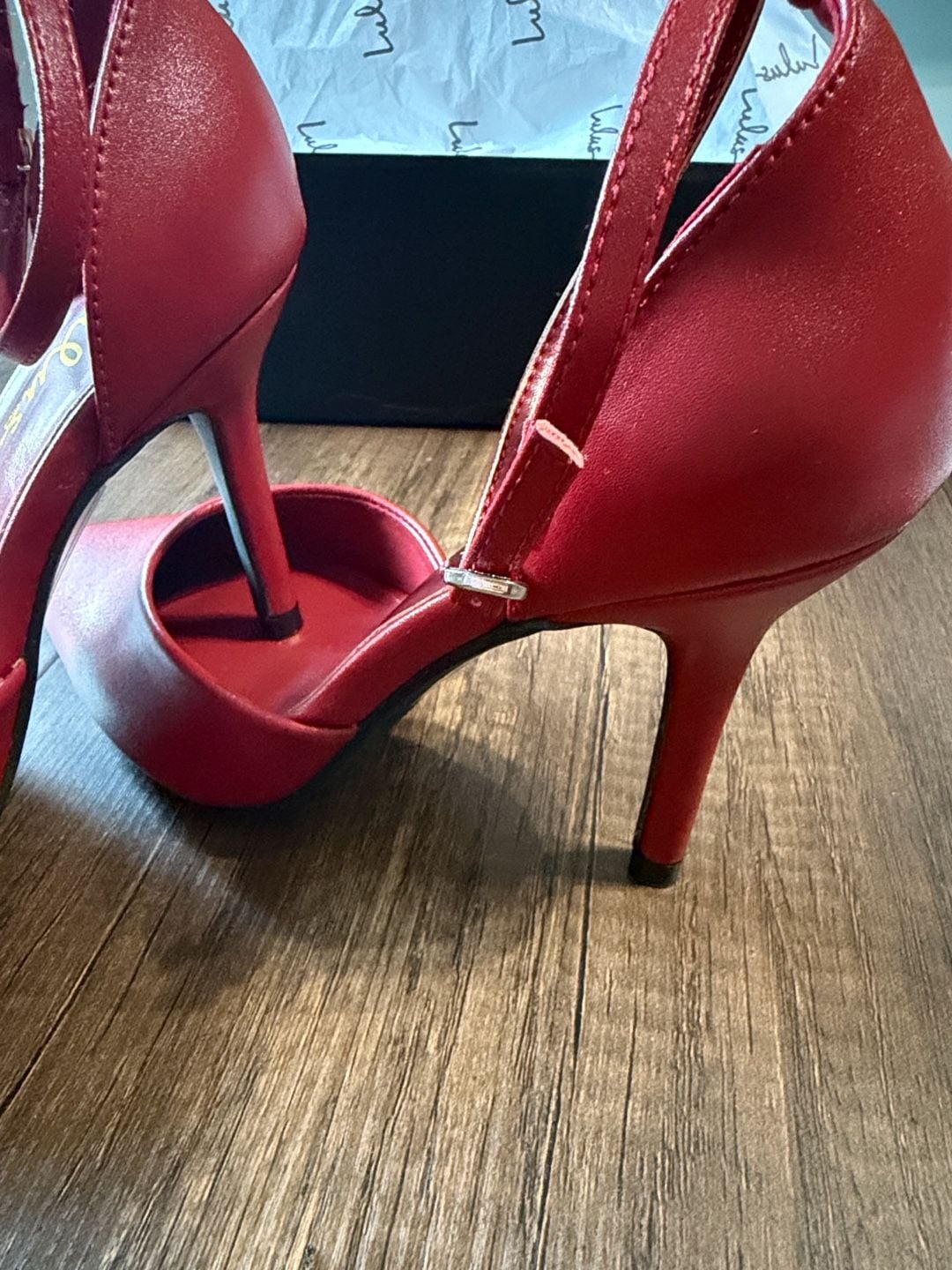 Lulus Stiletto Pumps Size 6 Red Ankle Strap Pointed Toe Heels 8