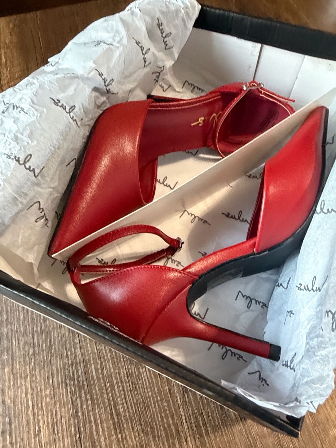 Lulus Stiletto Pumps Size 6 Red Ankle Strap Pointed Toe Heels 10