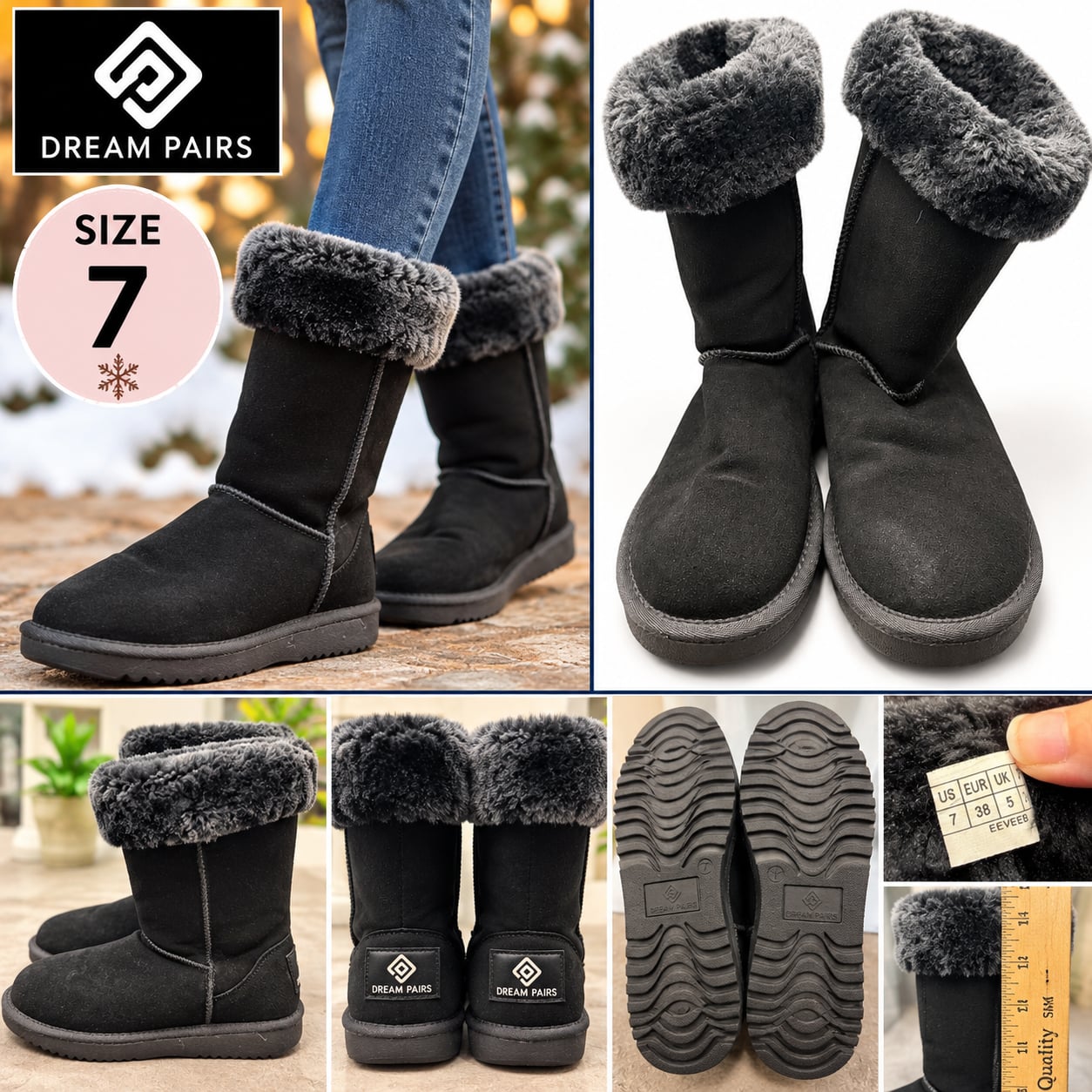 Koolaburra by UGG Barlee Suede Tall Winter Boots Black Fur Cuffed 2