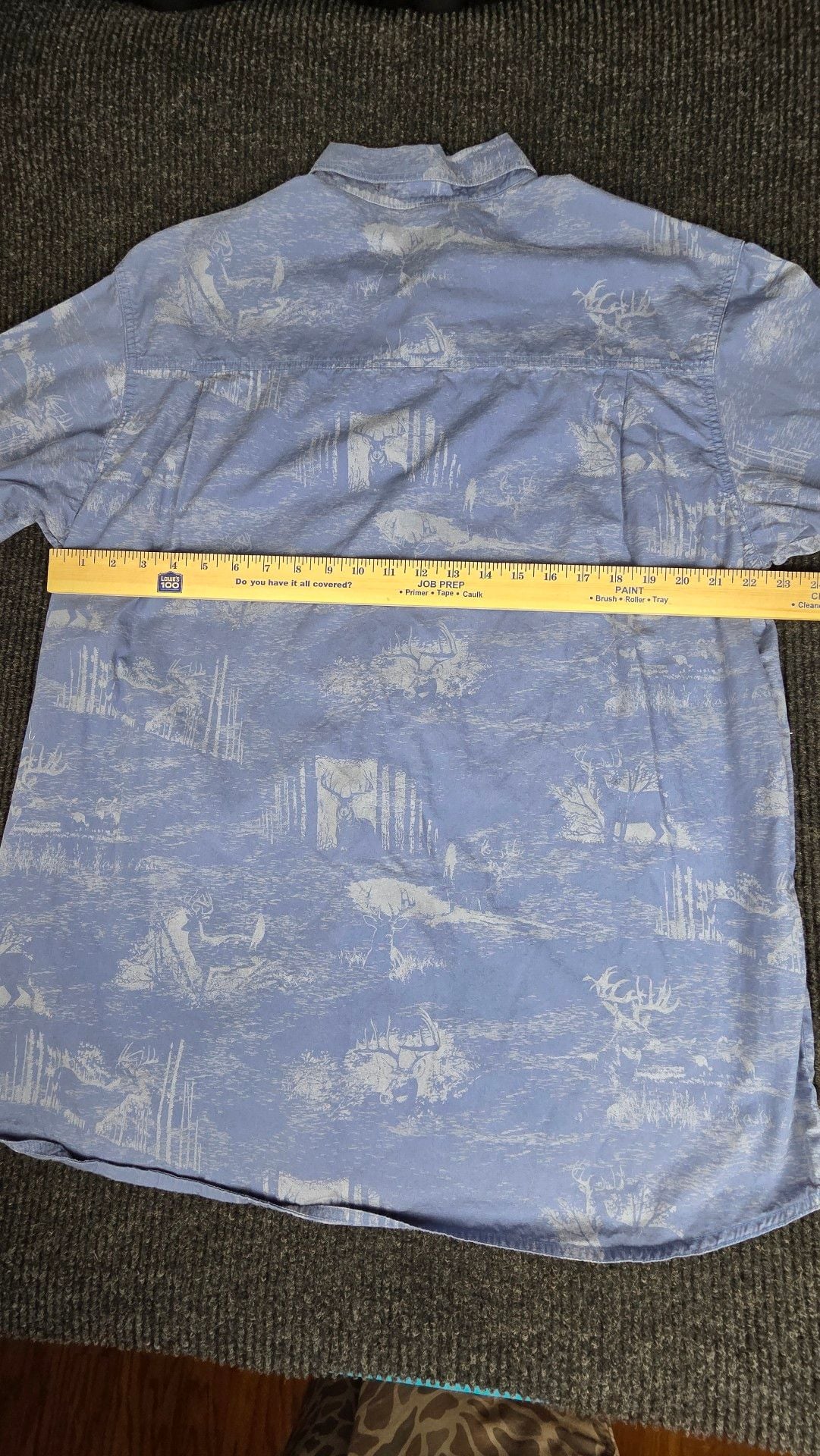 Columbia River Lodge Button Down Shirt Size L Blue Deer Print Long Sleeve 7