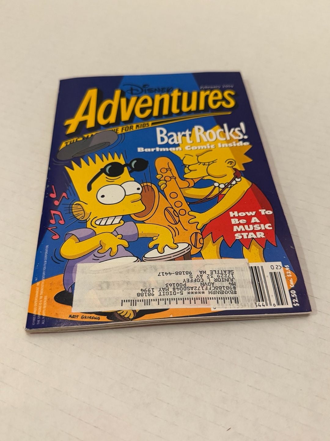 Disney Adventures Magazine February 1994 The Simpsons Bart Rocks 1