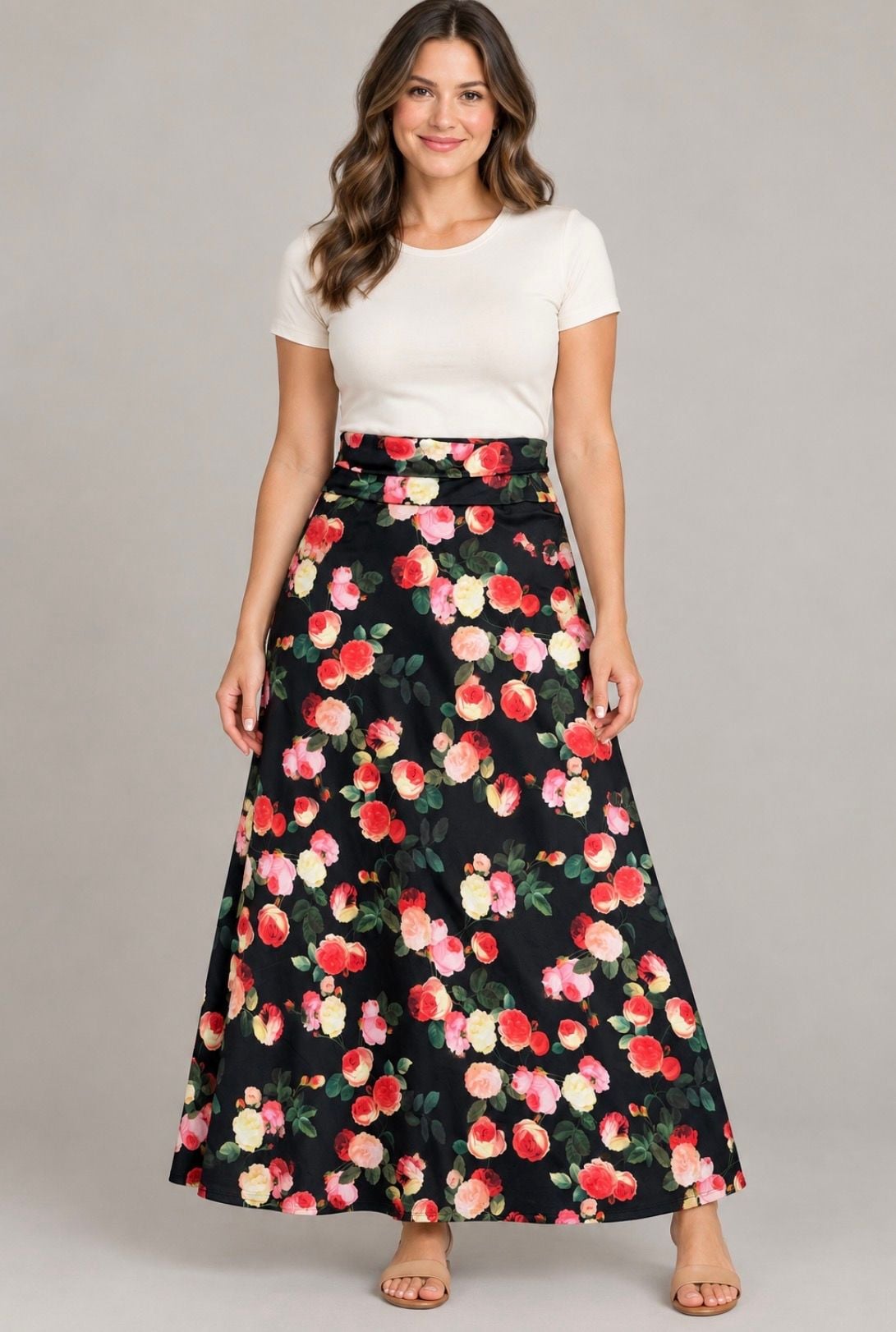 LuLaRoe Maxi Skirt Floral Size L 2