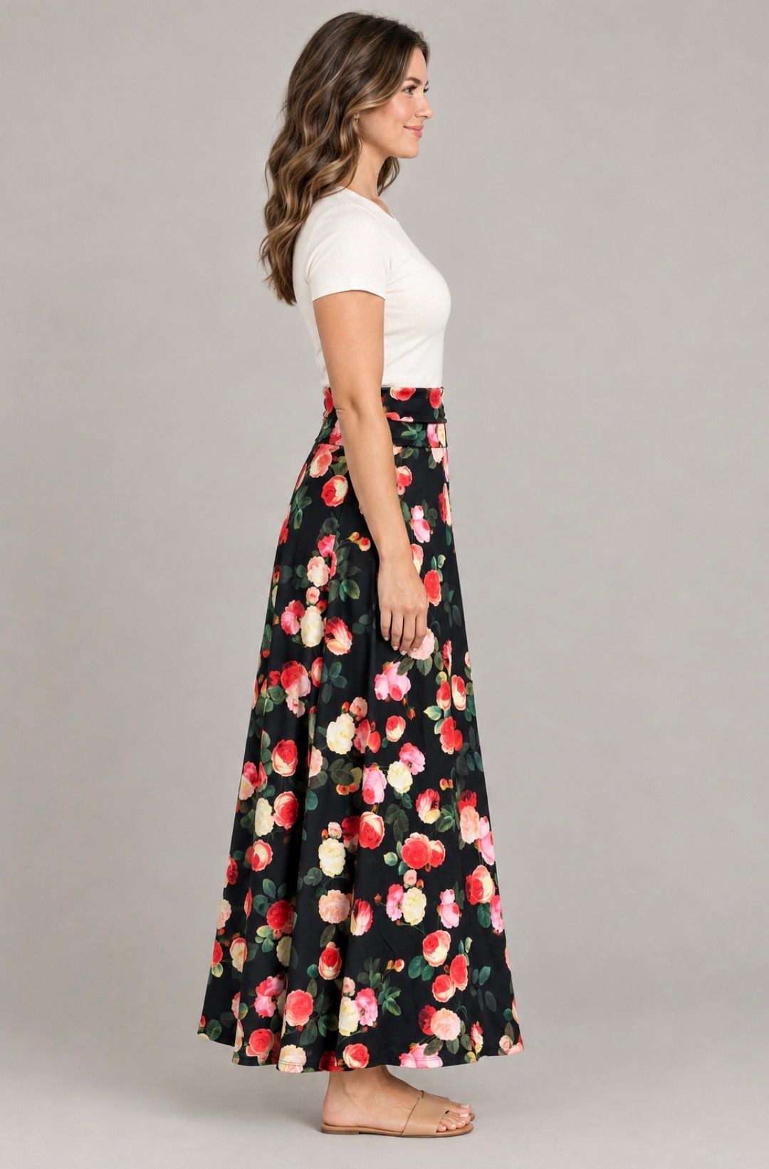 LuLaRoe Maxi Skirt Floral Size L 3