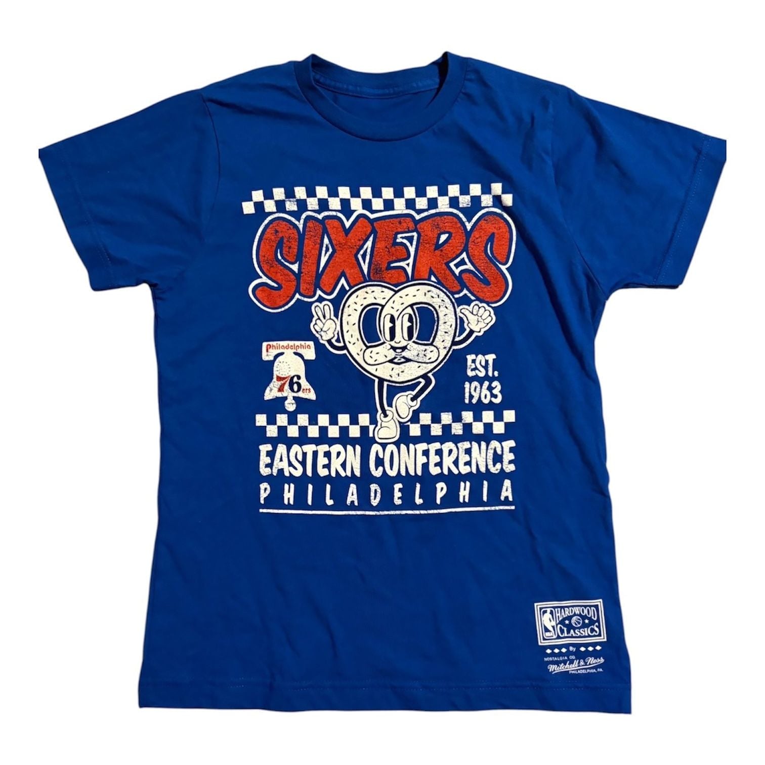 Youth Mitchell & Ness Philadelphia 76ers T-Shirt Size M Blue Graphic 2