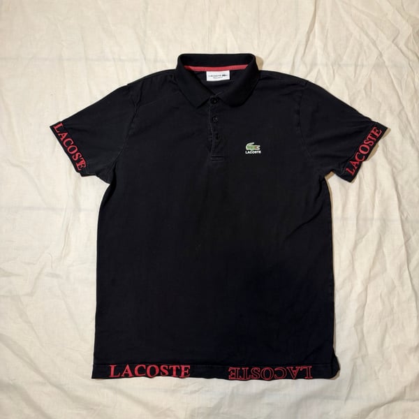 Lacoste Regular Fit Polo Shirt Black Red Size Small