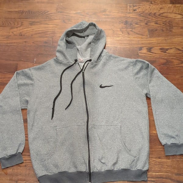 Nike Full Zip Hoodie Sweatshirt Gray size large y2k embroidered