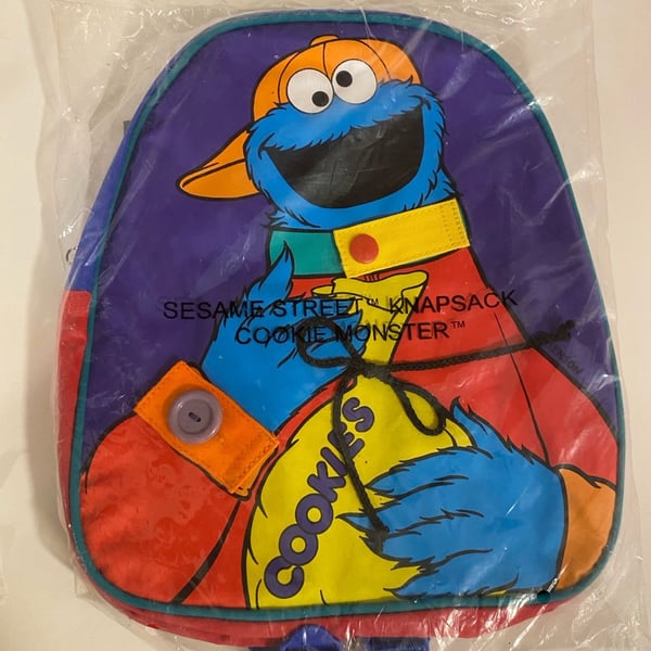 Avon Sesame Street Cookie Monster Knapsack Vinyl Toddler Backpack