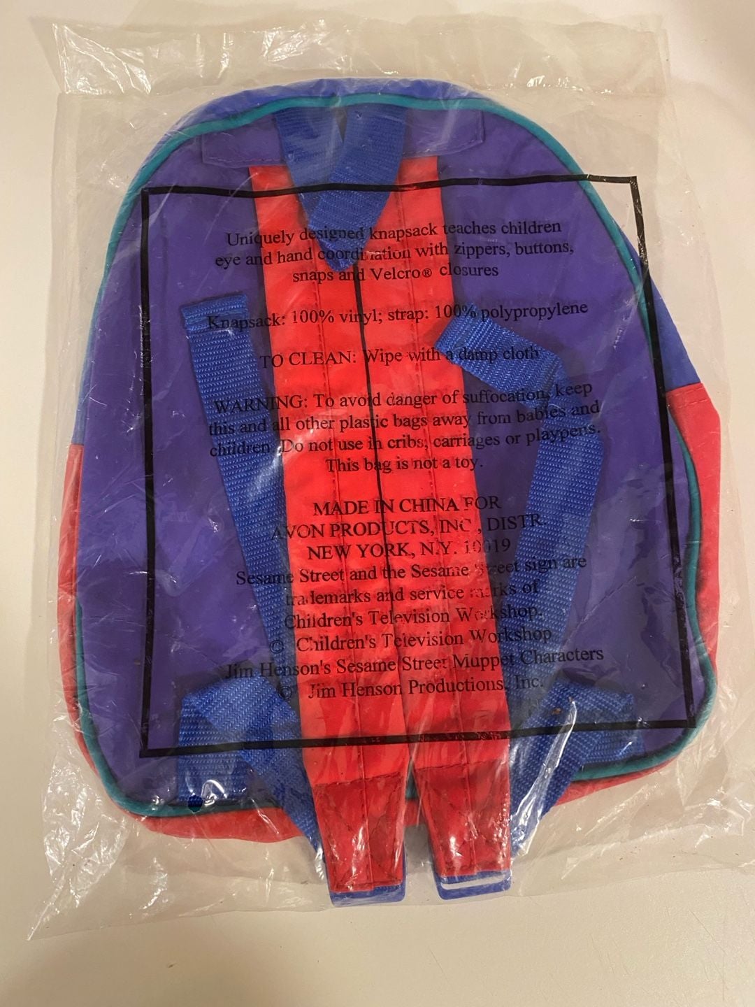 Avon Sesame Street Cookie Monster Knapsack Vinyl Toddler Backpack 2