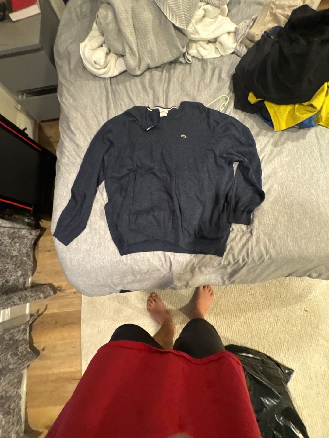 Lacoste V-Neck Sweater Size 9 Blue Pullover 2
