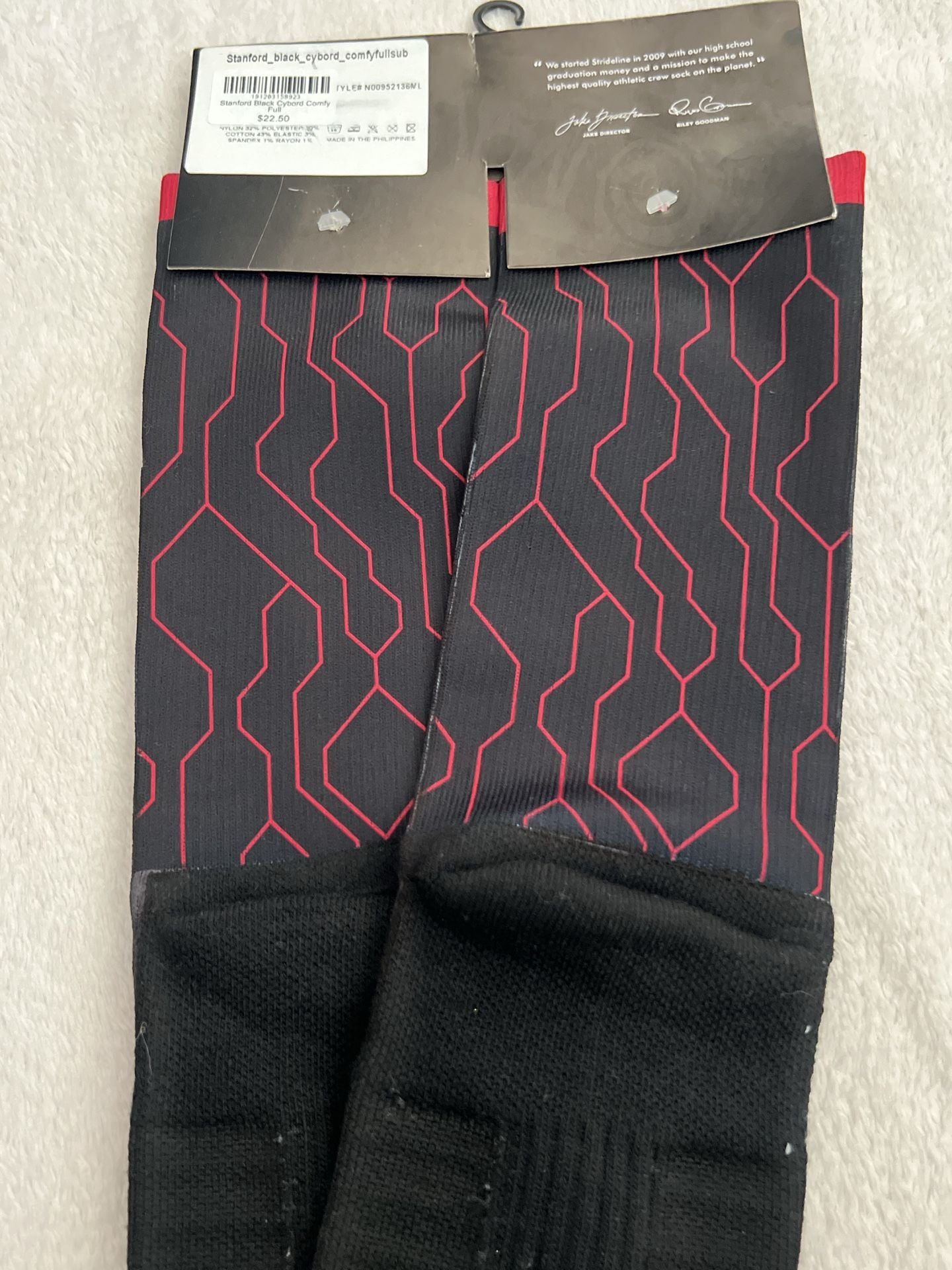 Strideline Stanford Black Cyborg Comfy Full Size M/L Socks 4