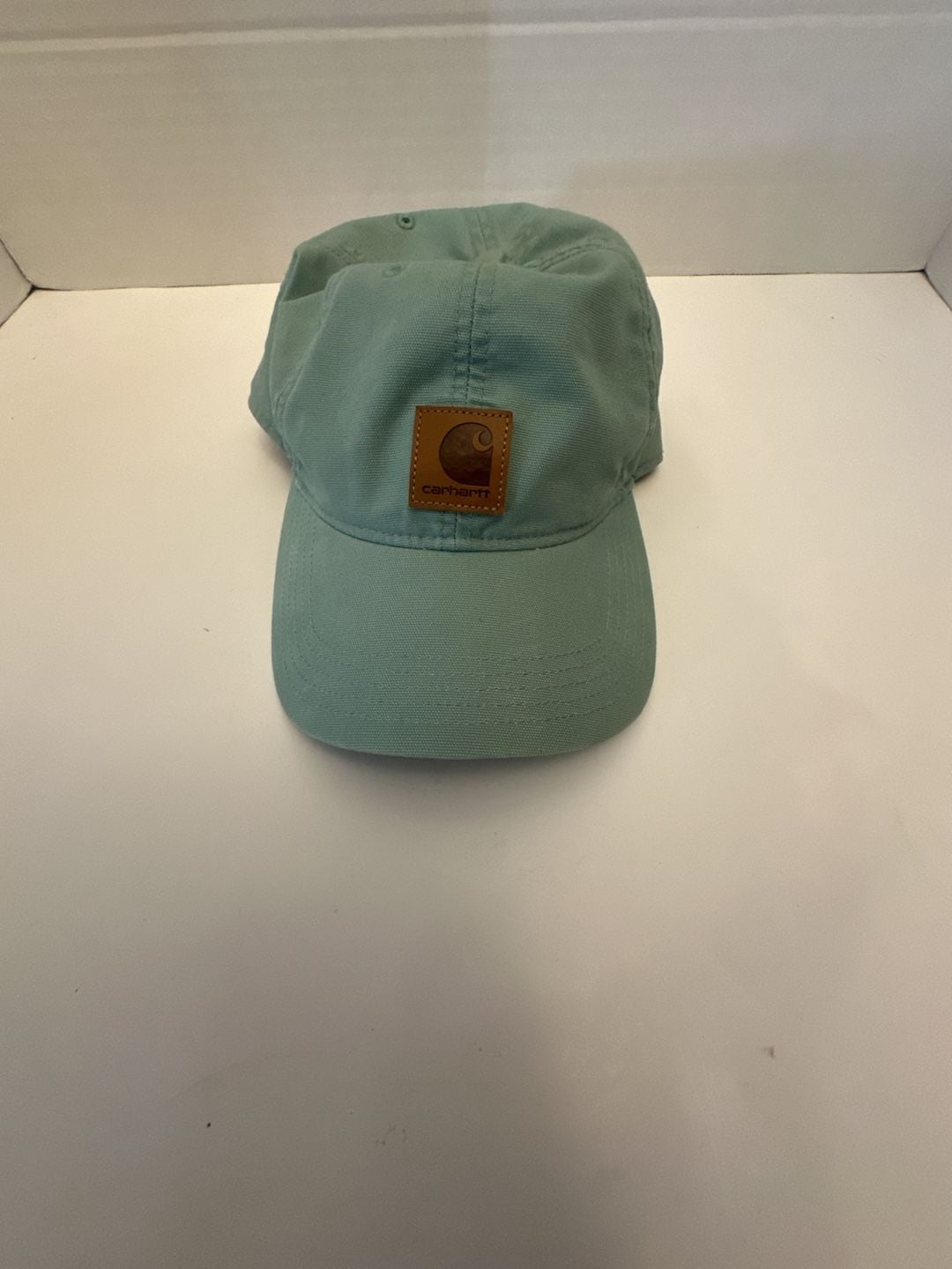 Carhartt Odessa Canvas Cap Green Leather Logo Patch Strapback Hat 2