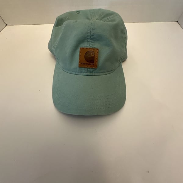 Carhartt Odessa Canvas Cap Green Leather Logo Patch Strapback Hat