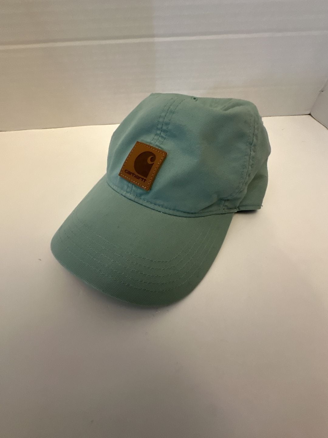 Carhartt Odessa Canvas Cap Green Leather Logo Patch Strapback Hat 4