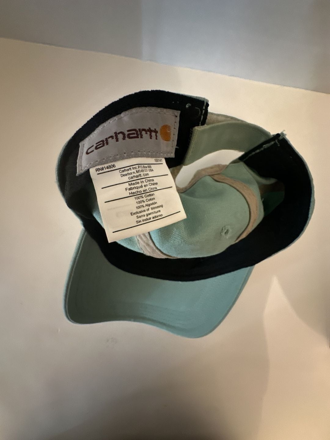 Carhartt Odessa Canvas Cap Green Leather Logo Patch Strapback Hat 6