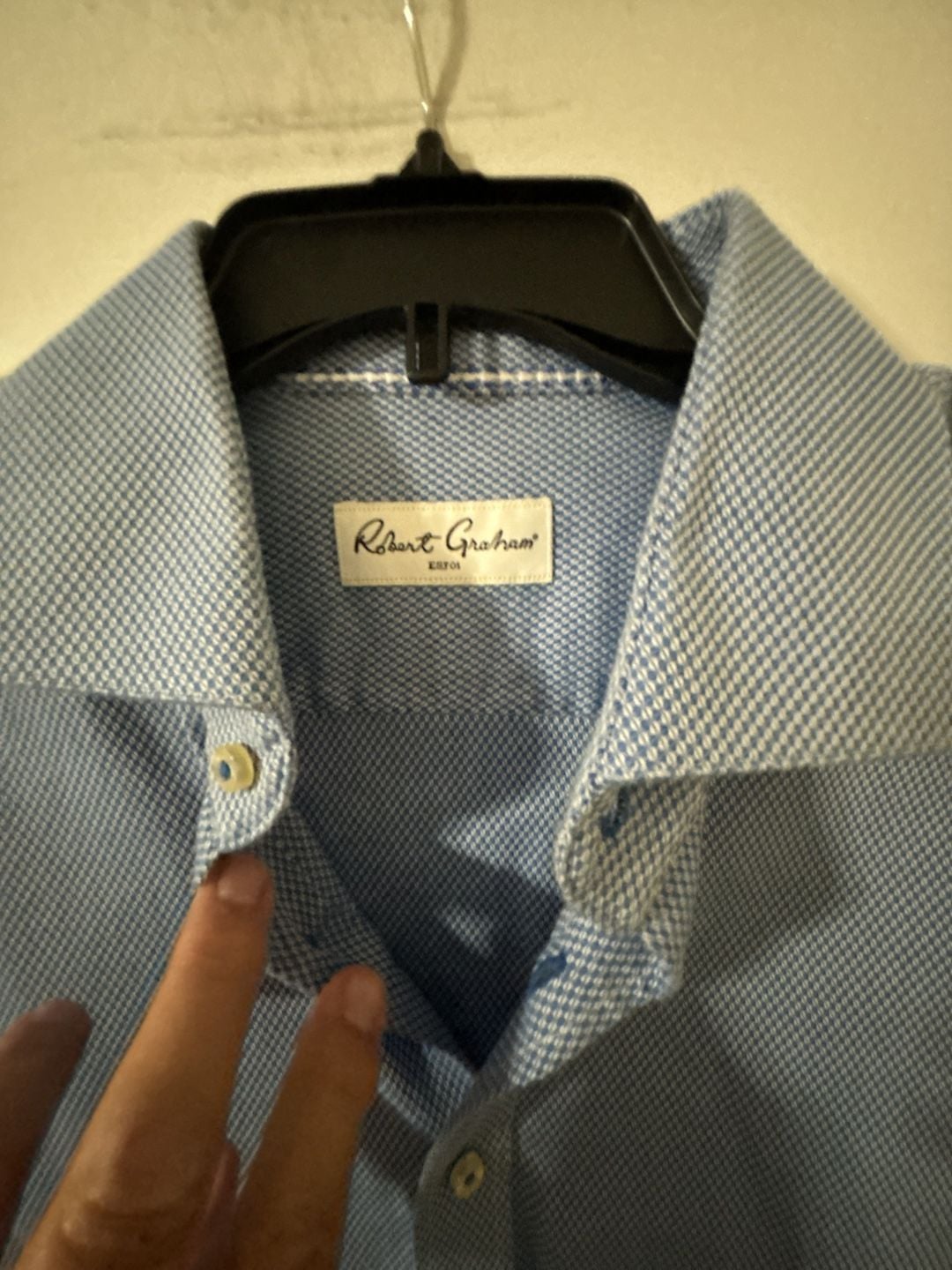 Robert Graham Dress Shirt Size 42 16.5 Blue Patterned Long Sleeve 1