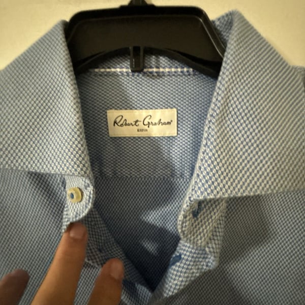 Robert Graham Dress Shirt Size 42 16.5 Blue Patterned Long Sleeve