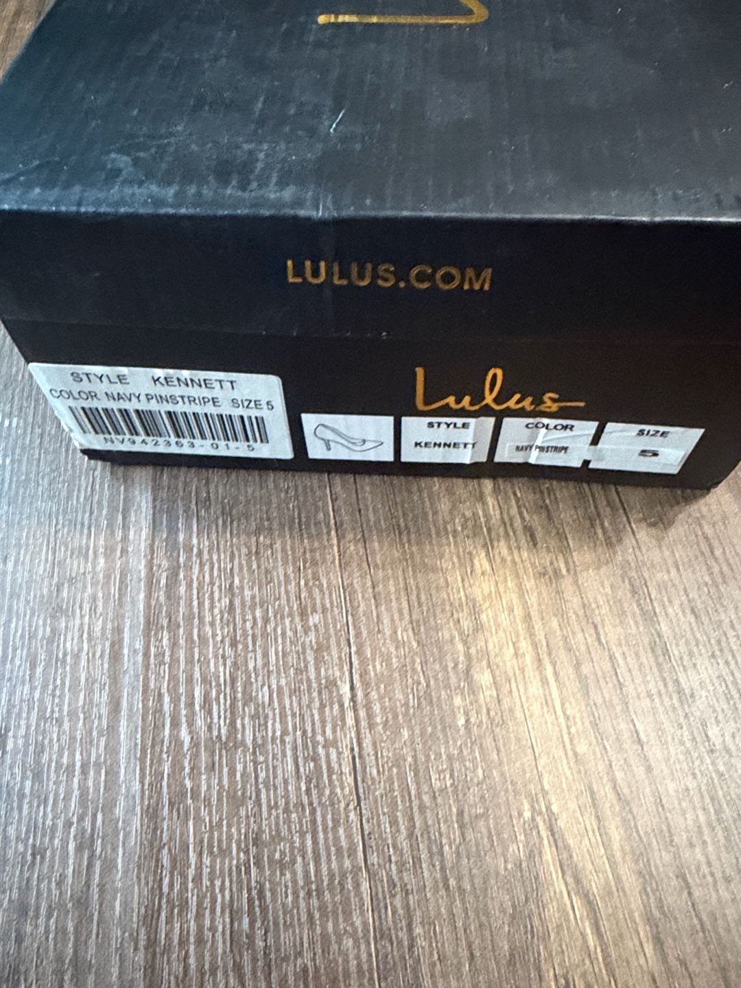 Lulus Navy Blue Pinstripe Pointed Toe Stiletto Heels – Size 6 11