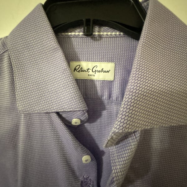 Robert Graham Dress Shirt Purple Geometric Long Sleeve Button Up
