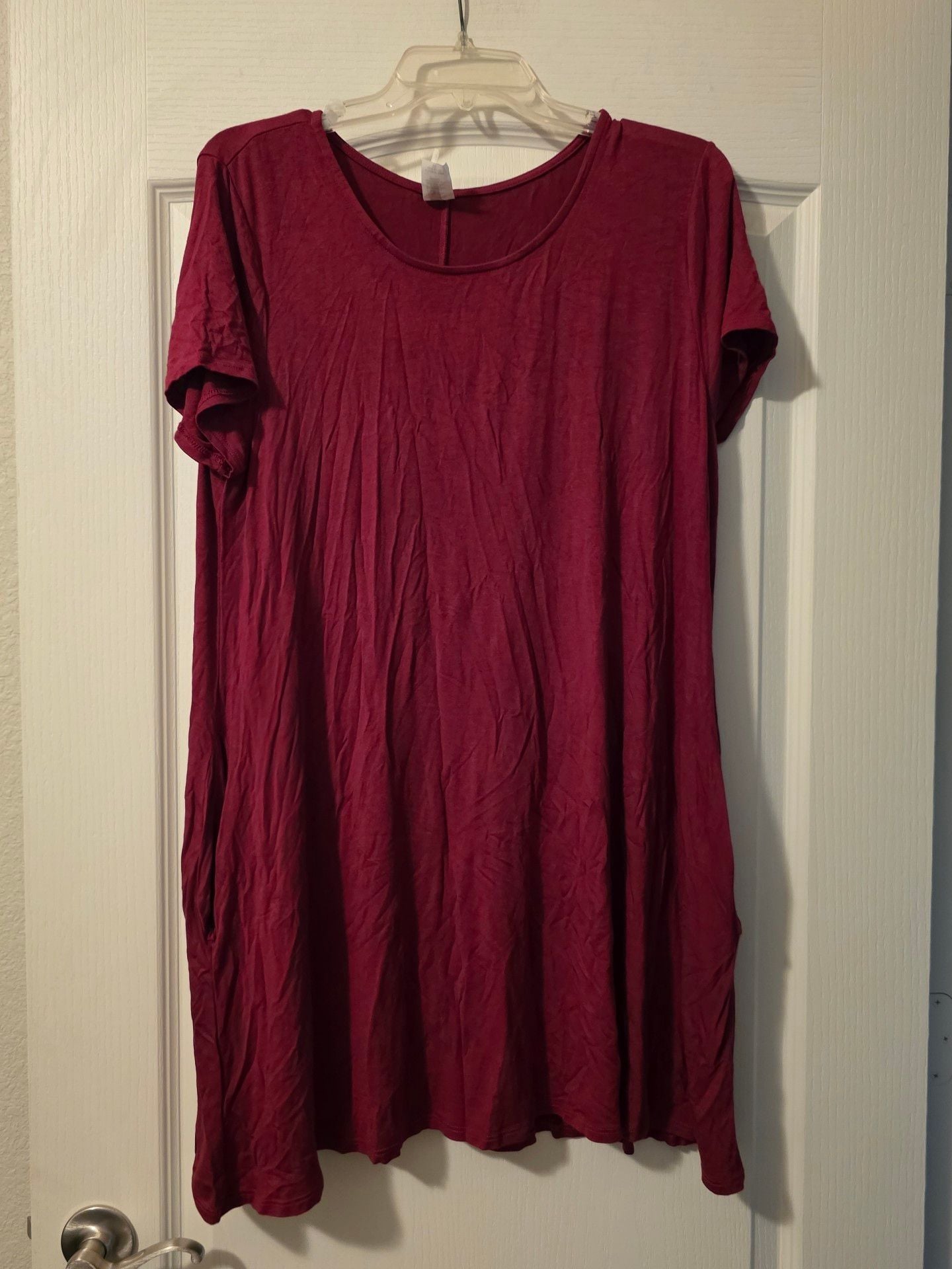 42pops Tunic Dress Size 3X Burgundy Short Sleeve with Pockets 2