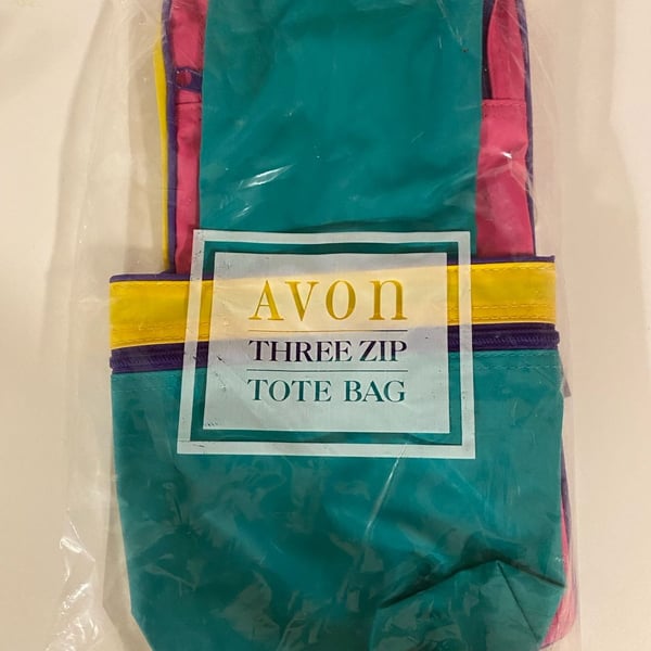 Avon Three Zip Tote Bag Vintage Color Block