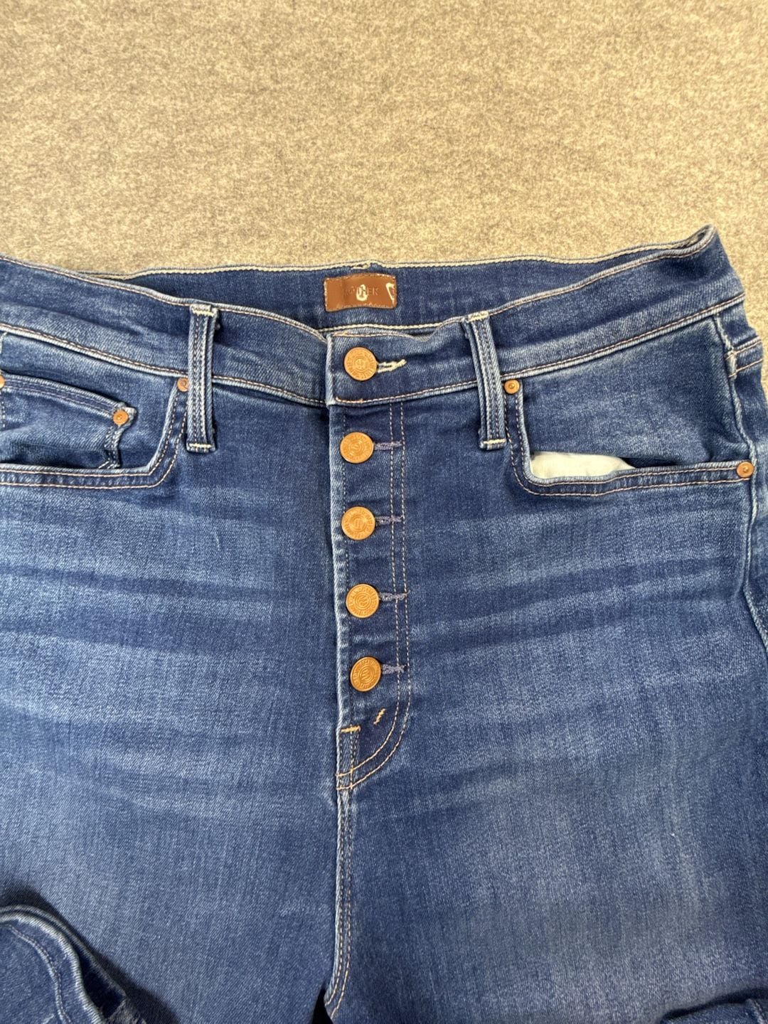 Mother The Pixie Ride Ankle Jeans Size 33 Blue Button Fly Denim 3