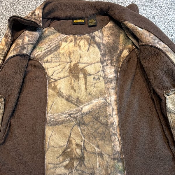 Fieldline Fleece Jacket Size L Brown Real Tree Camo Full Zip
