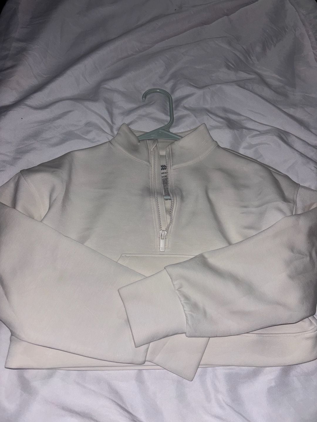 Kids All in Motion Half Zip Sweatshirt Size M(8) White Cropped 1