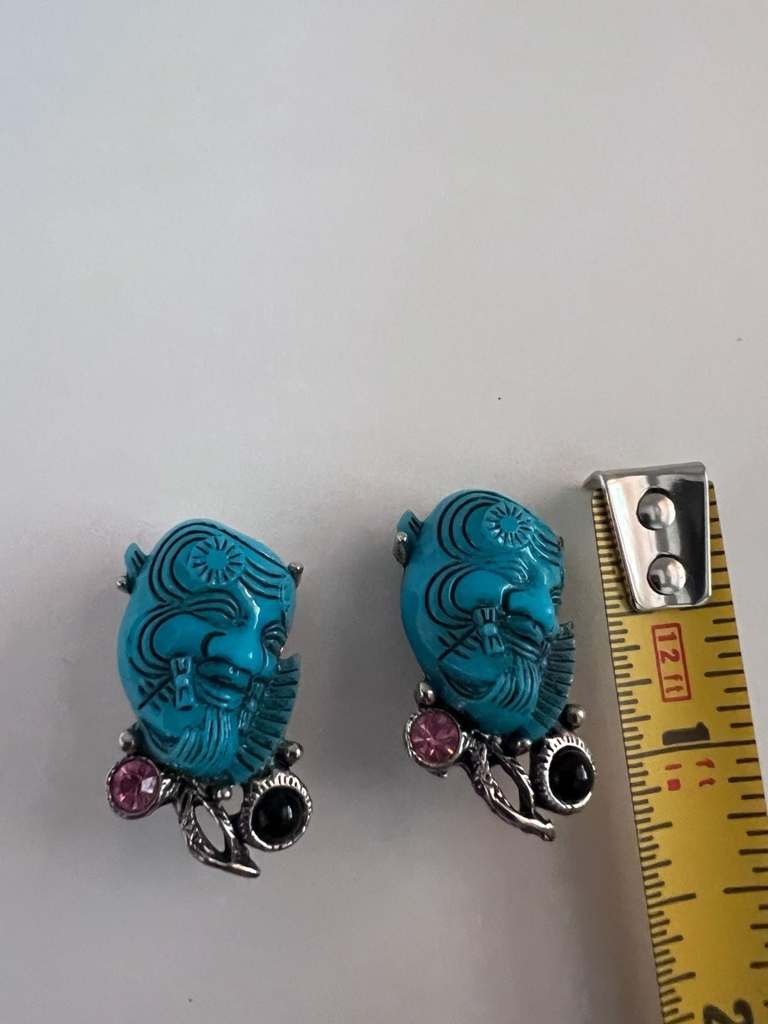 Selro Vintage Turquoise Noh Mask Face Necklace Bracelet Earring Set 11