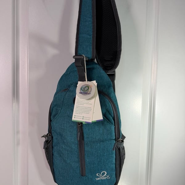 WATERFLY Crossbody Sling Backpack Teal Hiking Daypack