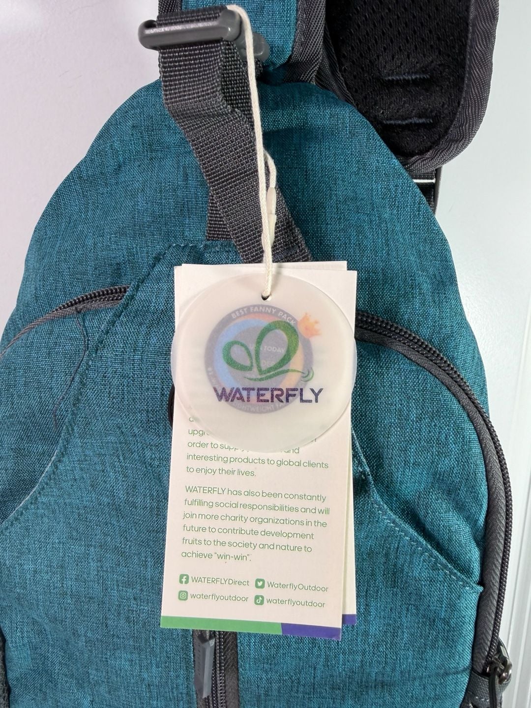 WATERFLY Crossbody Sling Backpack Teal Hiking Daypack 4