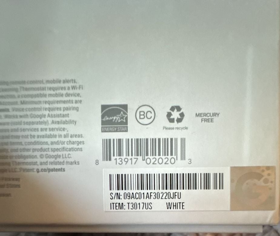 Google Nest Thermostat White T3017US 2