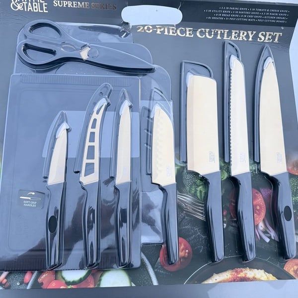 Thyme & Table Supreme Series 20-Piece Cutlery Set Black
