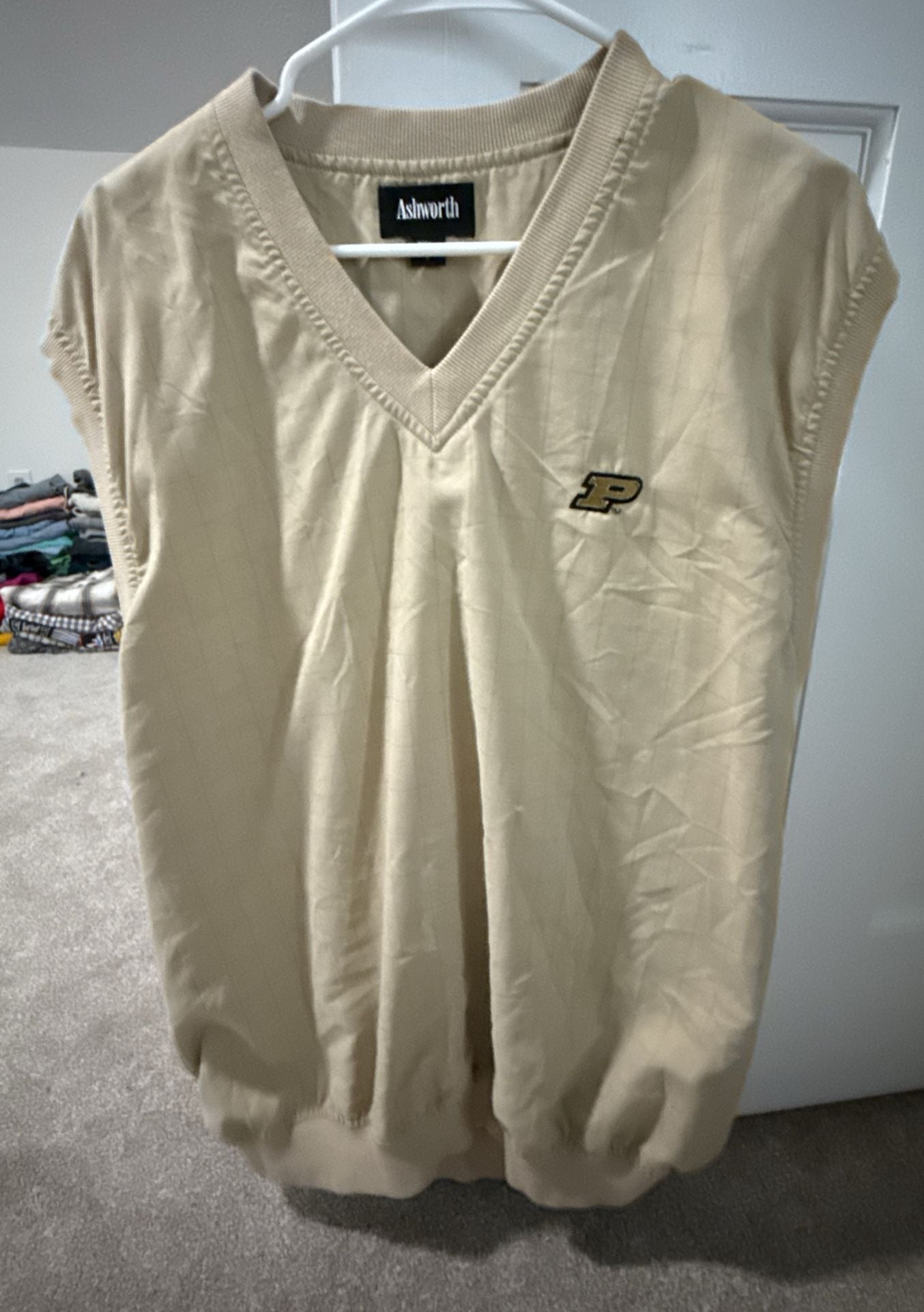 Ashworth Purdue Boilermakers Sweater Vest Size L Beige V-Neck Golf 2