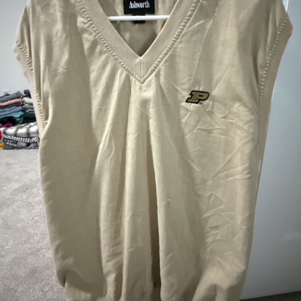 Ashworth Purdue Boilermakers Sweater Vest Size L Beige V-Neck Golf