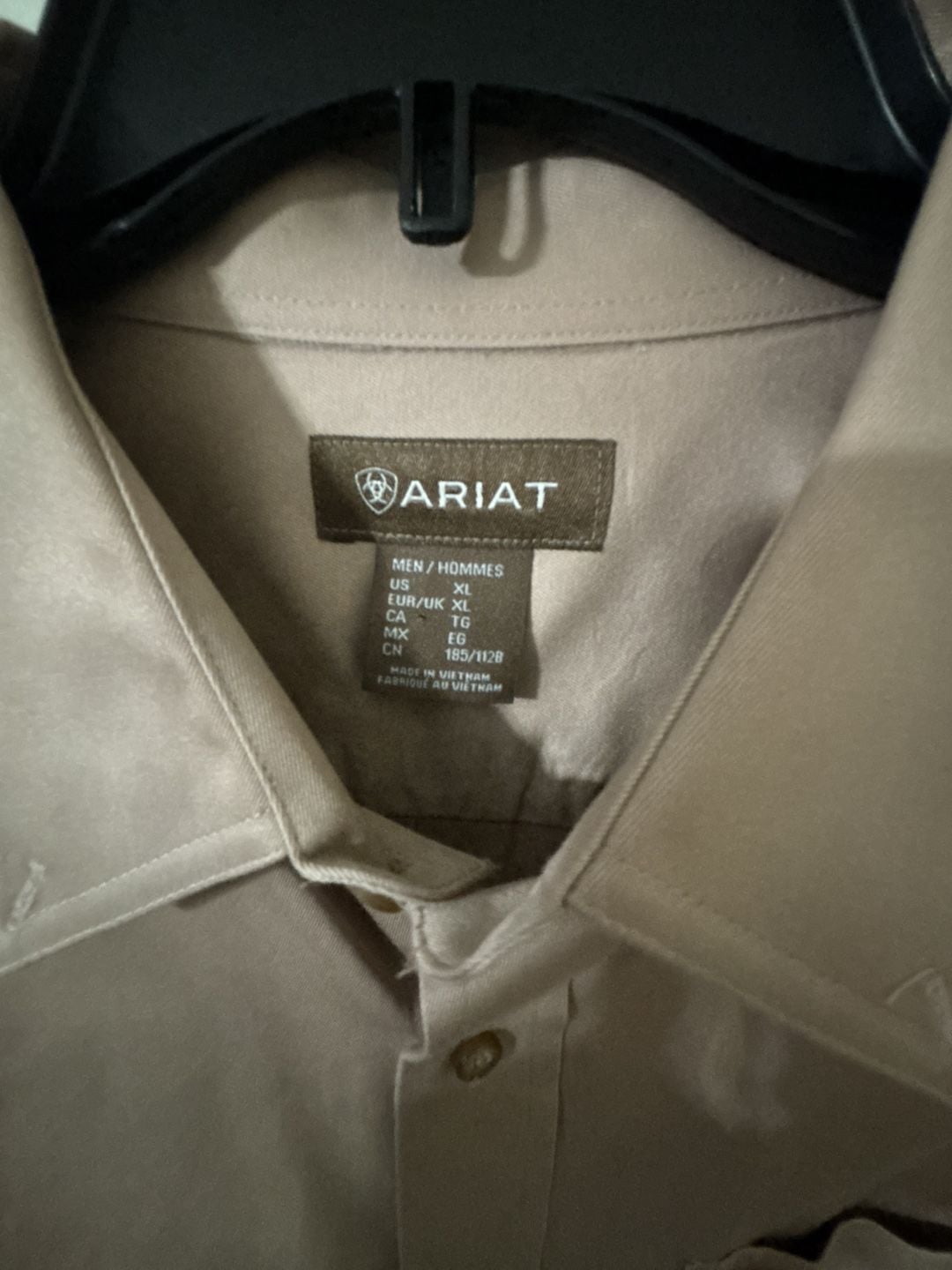 Ariat Long Sleeve Button Down Shirt Size XL Tan Twill Western 2