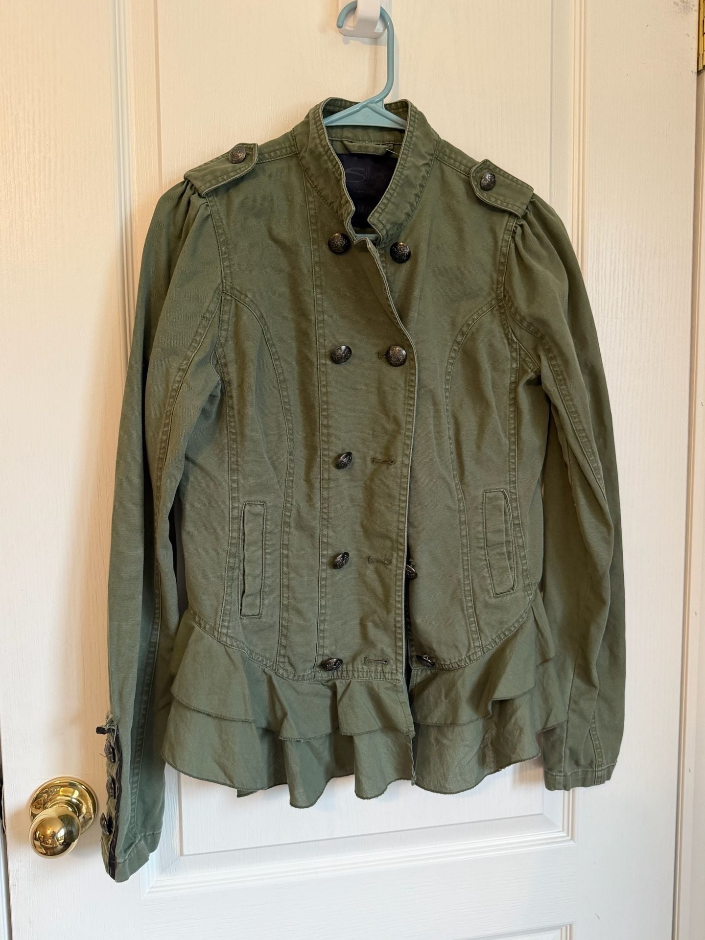 Silver Jeans Green Military Peplum Jacket 2