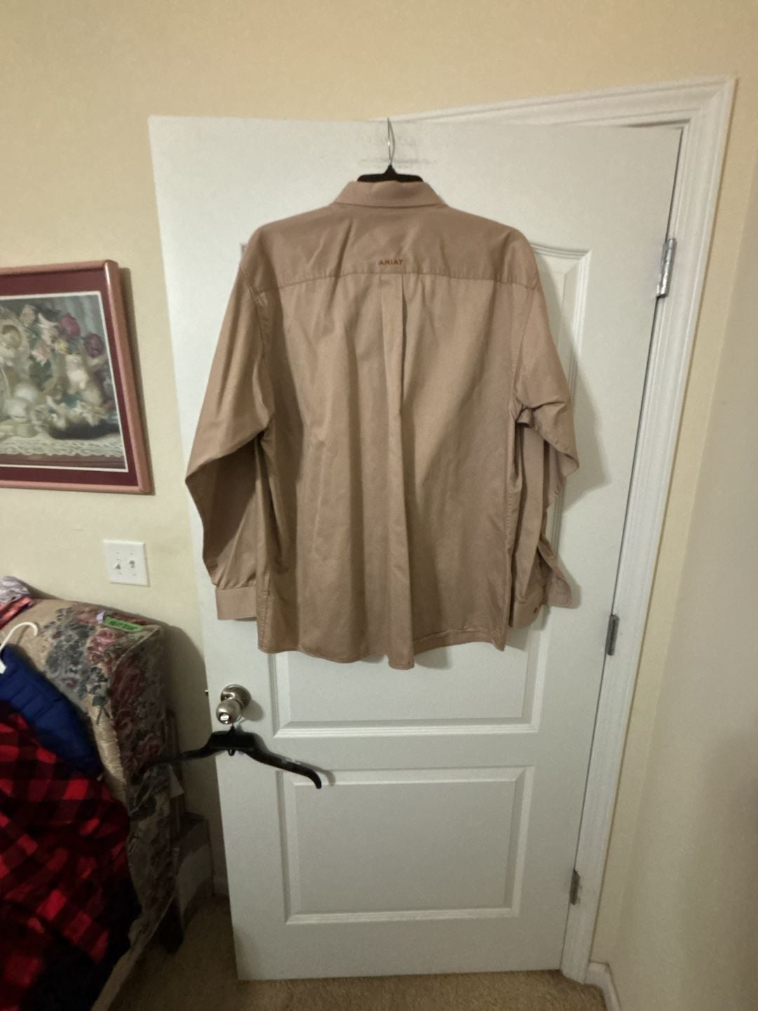 Ariat Long Sleeve Button Down Shirt Size XL Tan Twill Western 7