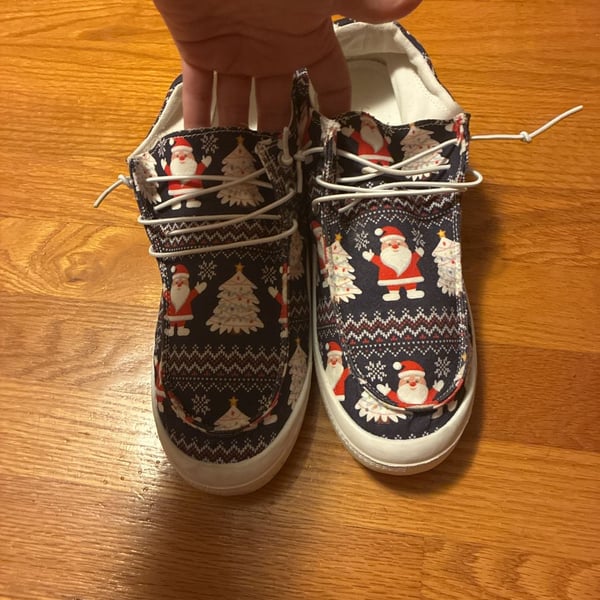 Unbranded Santa Christmas Print Canvas Slip-On Shoes Size 43