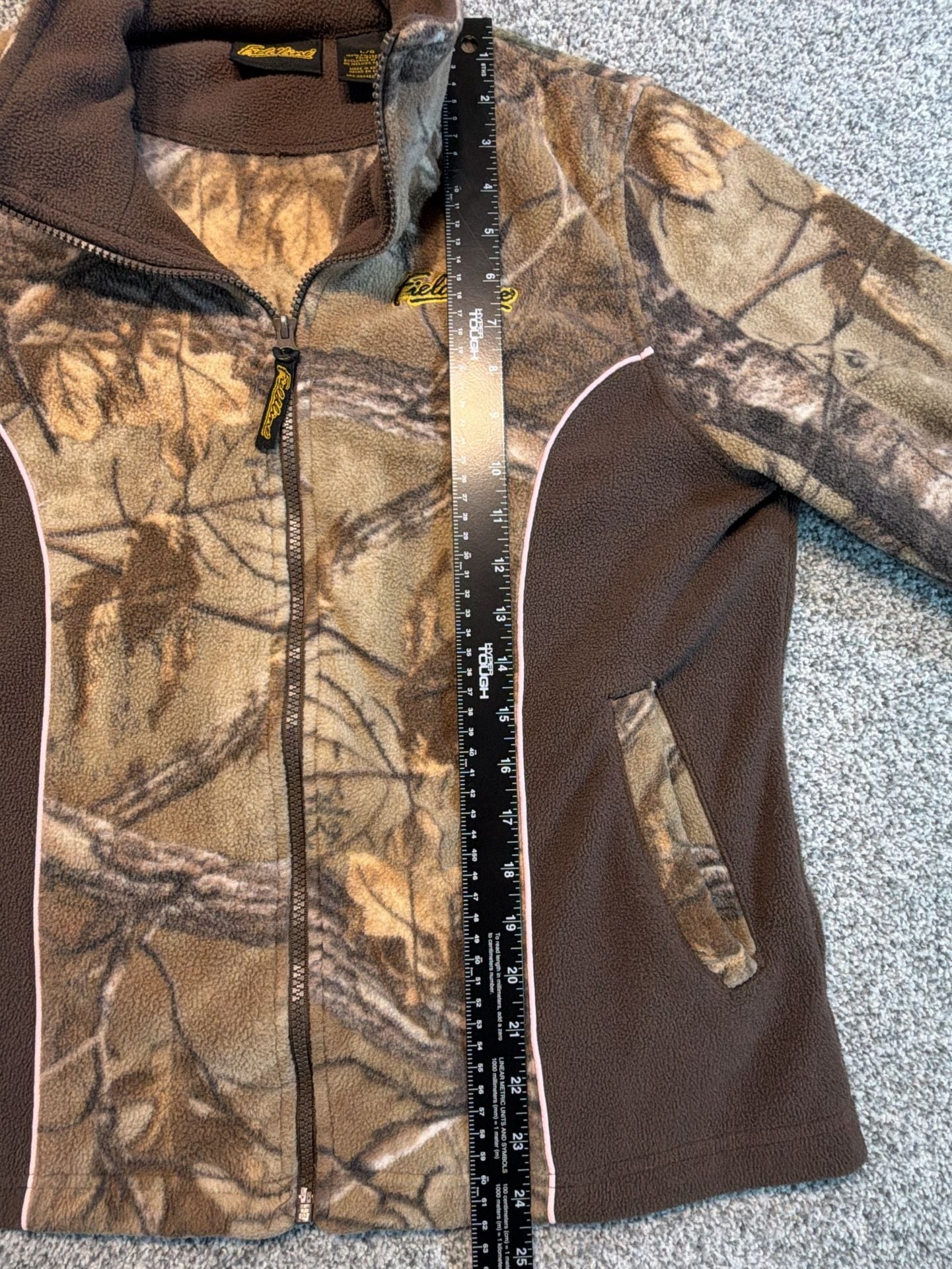 Fieldline Fleece Jacket Size L Brown Real Tree Camo Full Zip 8