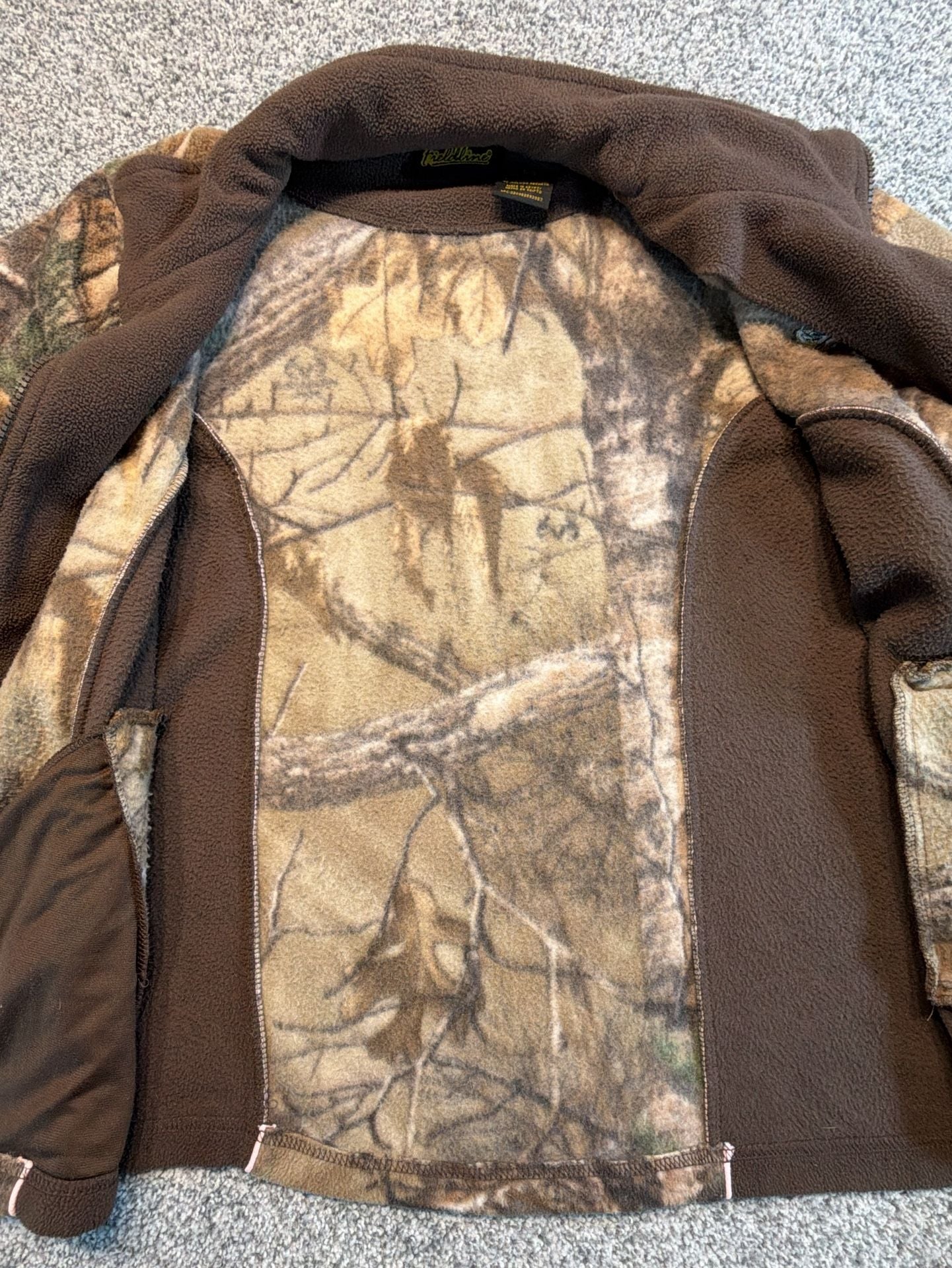 Fieldline Fleece Jacket Size L Brown Real Tree Camo Full Zip 9