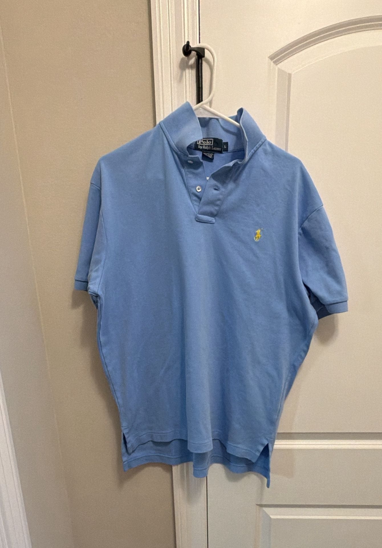 Polo Ralph Lauren Polo Shirt Size L Light Blue Yellow Pony Cotton 2