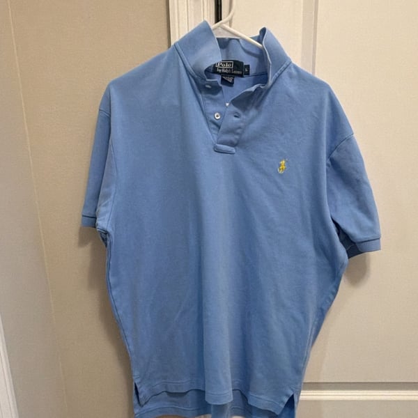 Polo Ralph Lauren Polo Shirt Size L Light Blue Yellow Pony Cotton