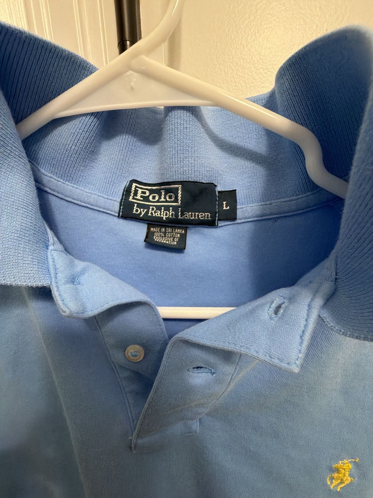 Polo Ralph Lauren Polo Shirt Size L Light Blue Yellow Pony Cotton 4