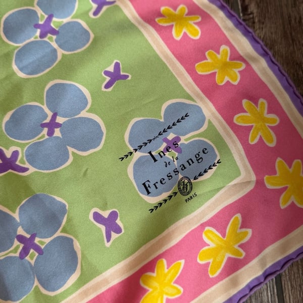 Ines de la Fressange Silk Scarf 35 x 35 Multi-Color Floral Square