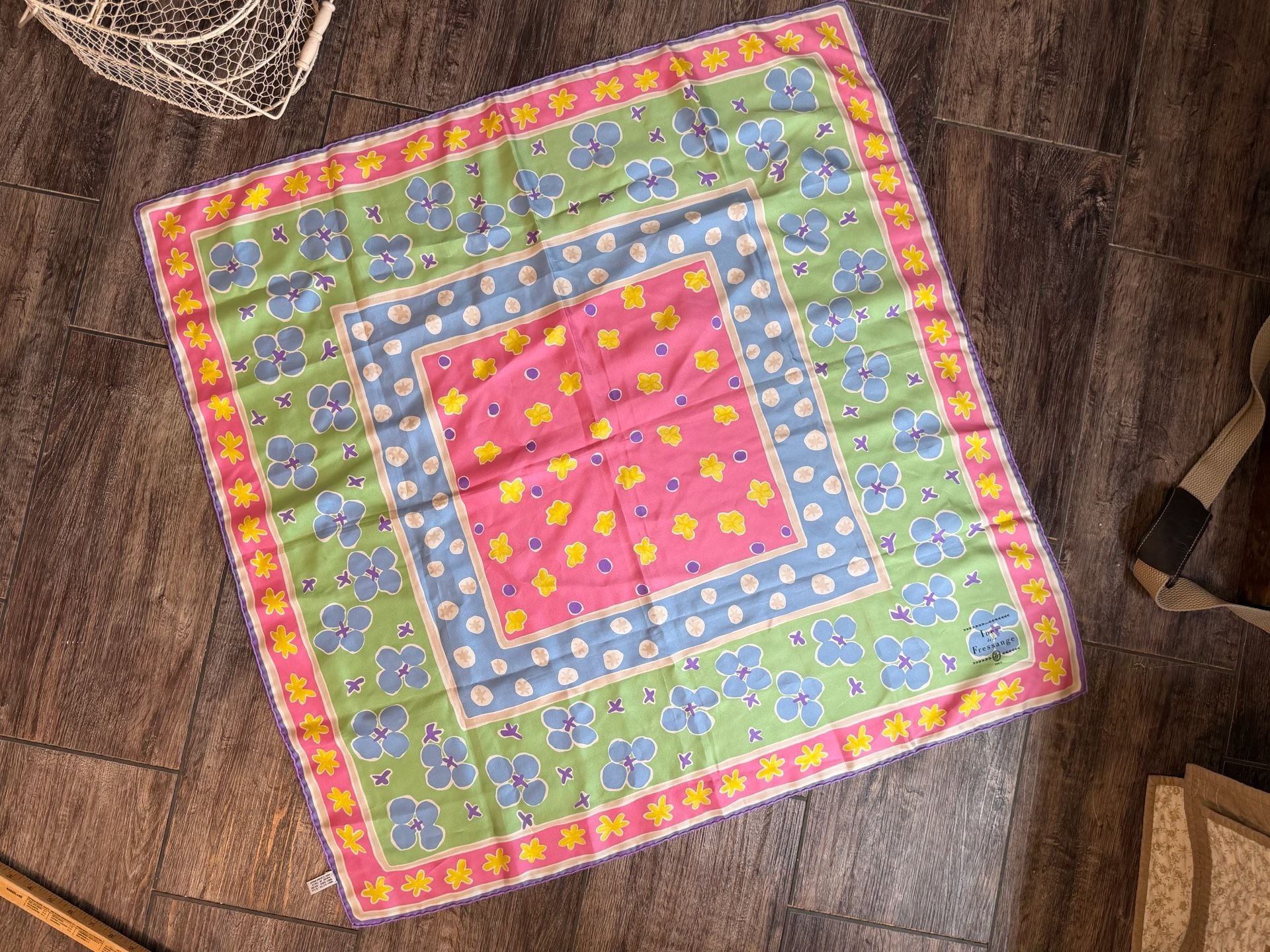 Ines de la Fressange Silk Scarf 35 x 35 Multi-Color Floral Square 3