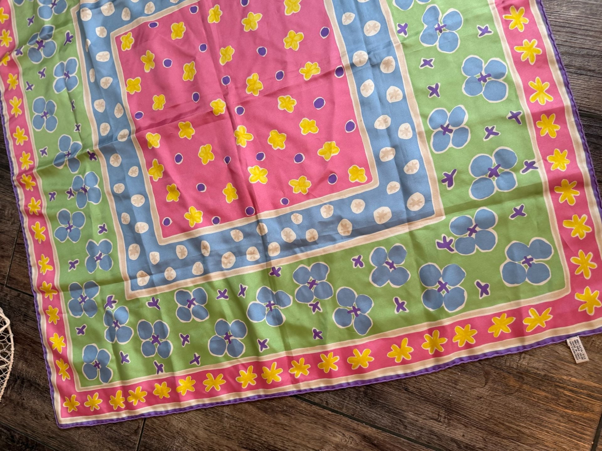 Ines de la Fressange Silk Scarf 35 x 35 Multi-Color Floral Square 4